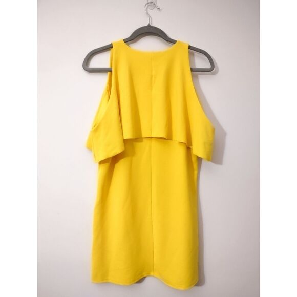 Zara Yellow Cold Shoulder Coastal Grandmother Dress Textured Ribbed Size Medium - Picture 6 of 12